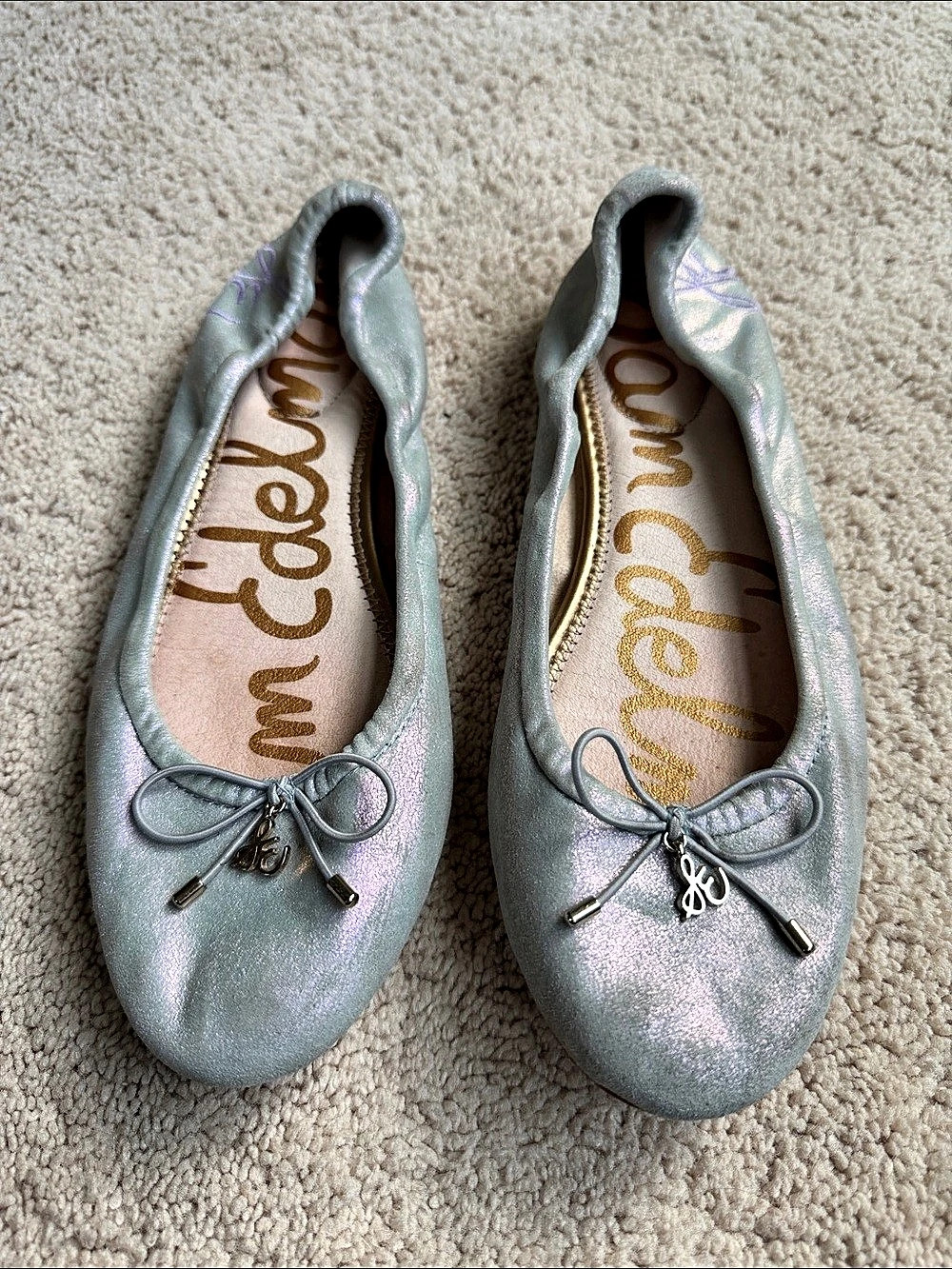 Sam Edelman Felicia Ballet Flats Iridescent Silver/Purple Size US 8